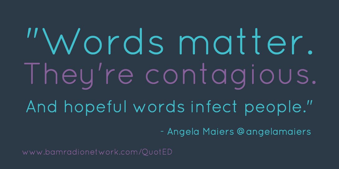 One word can change a life. <a href="/CmcmahonMcmahon/">Chris Mcmahon</a> <a href="/AngelaMaiers/">Angela Maiers - Keynote | Author | Change Maker</a> #wordsmatter Read more: ow.ly/3uNI30bWD7j