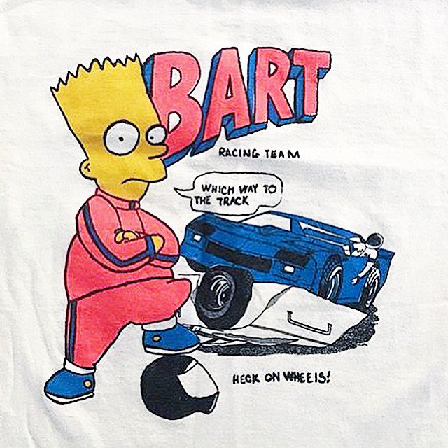 bootlegbart's tweet photo. #bootlegbart Courtesy of @dizzydaveh #carbart #racingteam #northarkansas #flippinarkansas #speedway #bootleg #bartsimpson #90stshirt https://t.co/4uFTyGygDT