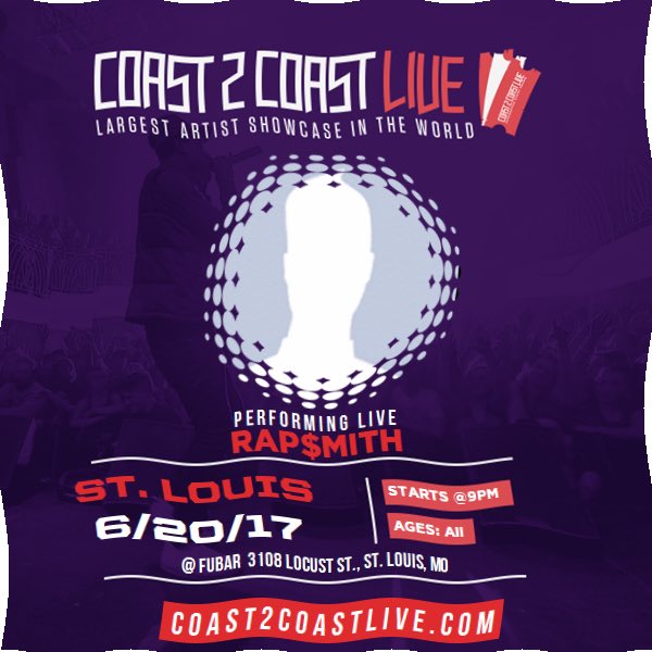 RapSmith4's tweet photo. June 20th! We're performing live in St. Louis hit my DMs if you want information on the tickets, it's a cheap concert with a bunch or artist https://t.co/ZGRjgGvSIK