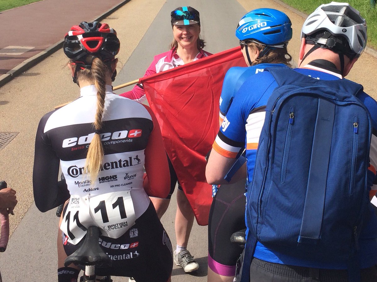 Here is <a href="/yearinthesaddle/">Kajsa Tylén</a> starting the women's race (The flag was MASSIVE)