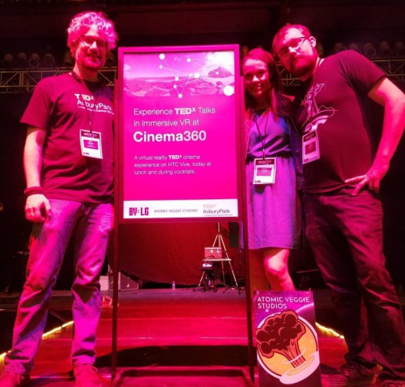 atomicveggies's tweet photo. Great day @tedxnavesink. Set up in convention Hall #AsburyPark,   with @ByAndLg for #VR #Cinema360.  Typical comment, "Amazing!" https://t.co/LIKFtuD8z2
