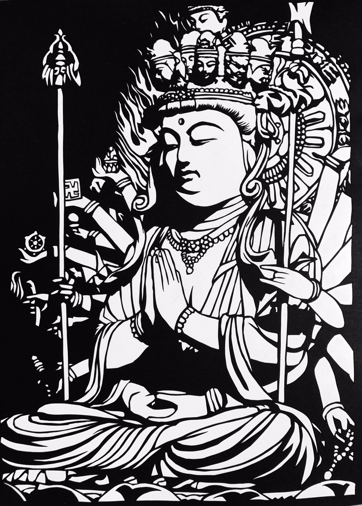 切り絵「千手観音」