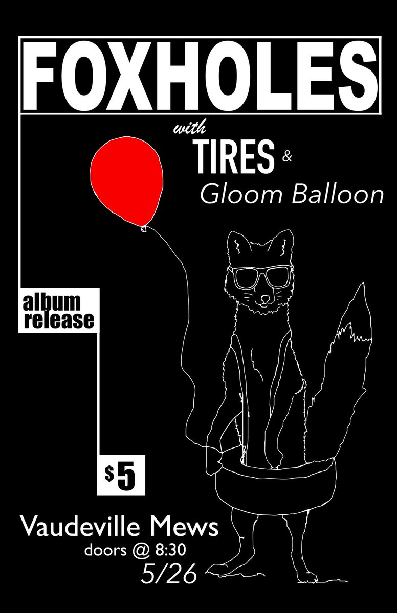foxholesmusic's tweet photo. This is Friday and we're excited about it 🙌

@VaudevilleMews @Tiresband @GloomBalloon https://t.co/op71uRu4iY