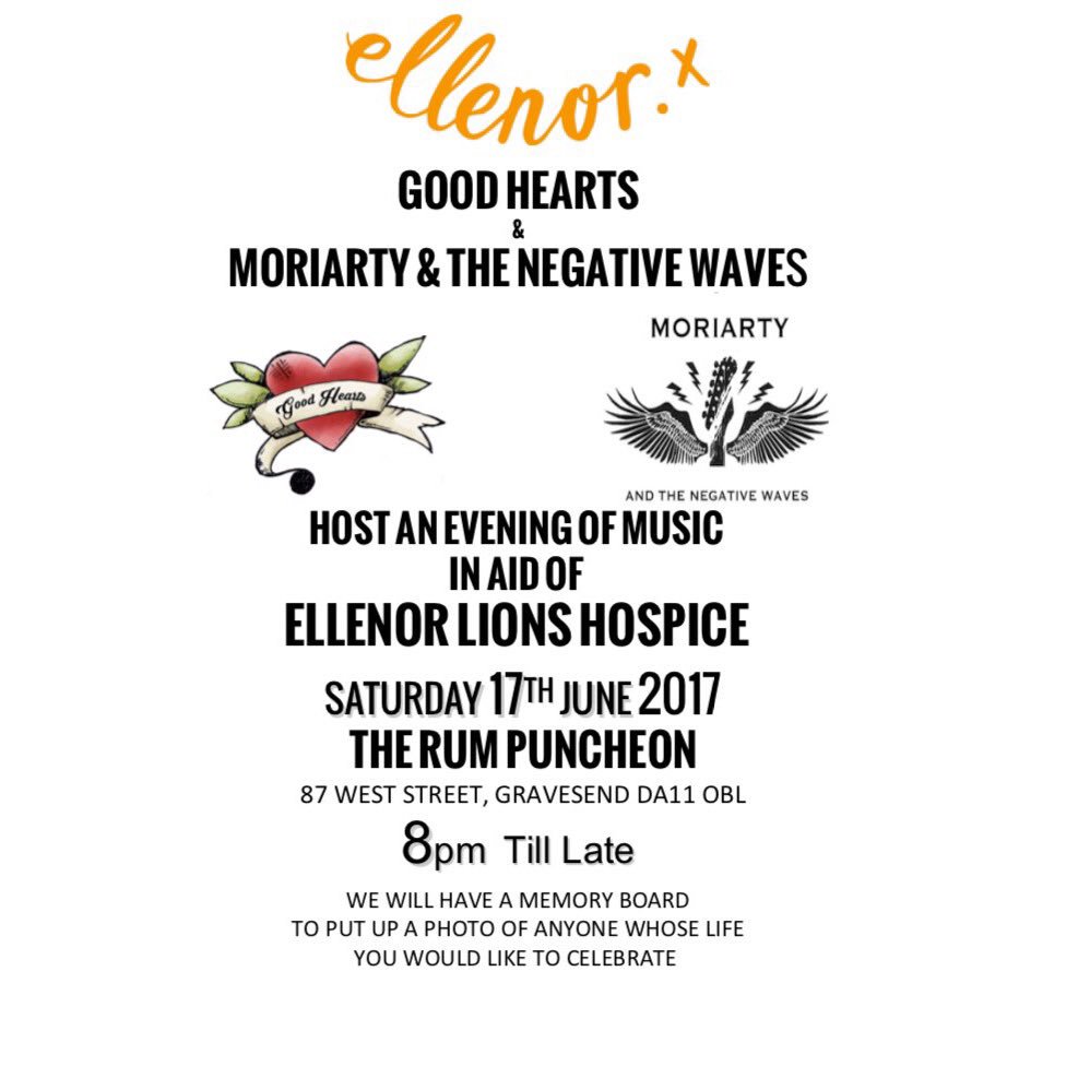 TheRumPuncheon's tweet photo. An evening of music in aid of Ellenor Lions Hospice We will have a board to put up a photo of anyone whose life you would like to celebrate https://t.co/XGVzMnz3LX