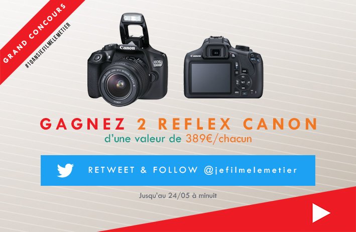 parcours_metier's tweet photo. Grand jeu concours #10ansjefilmelemetier
#RT + #follow @jefilmelemetier pour avoir une chance de gagner un appareil photo Reflex Canon ! https://t.co/kKicjyU1ug