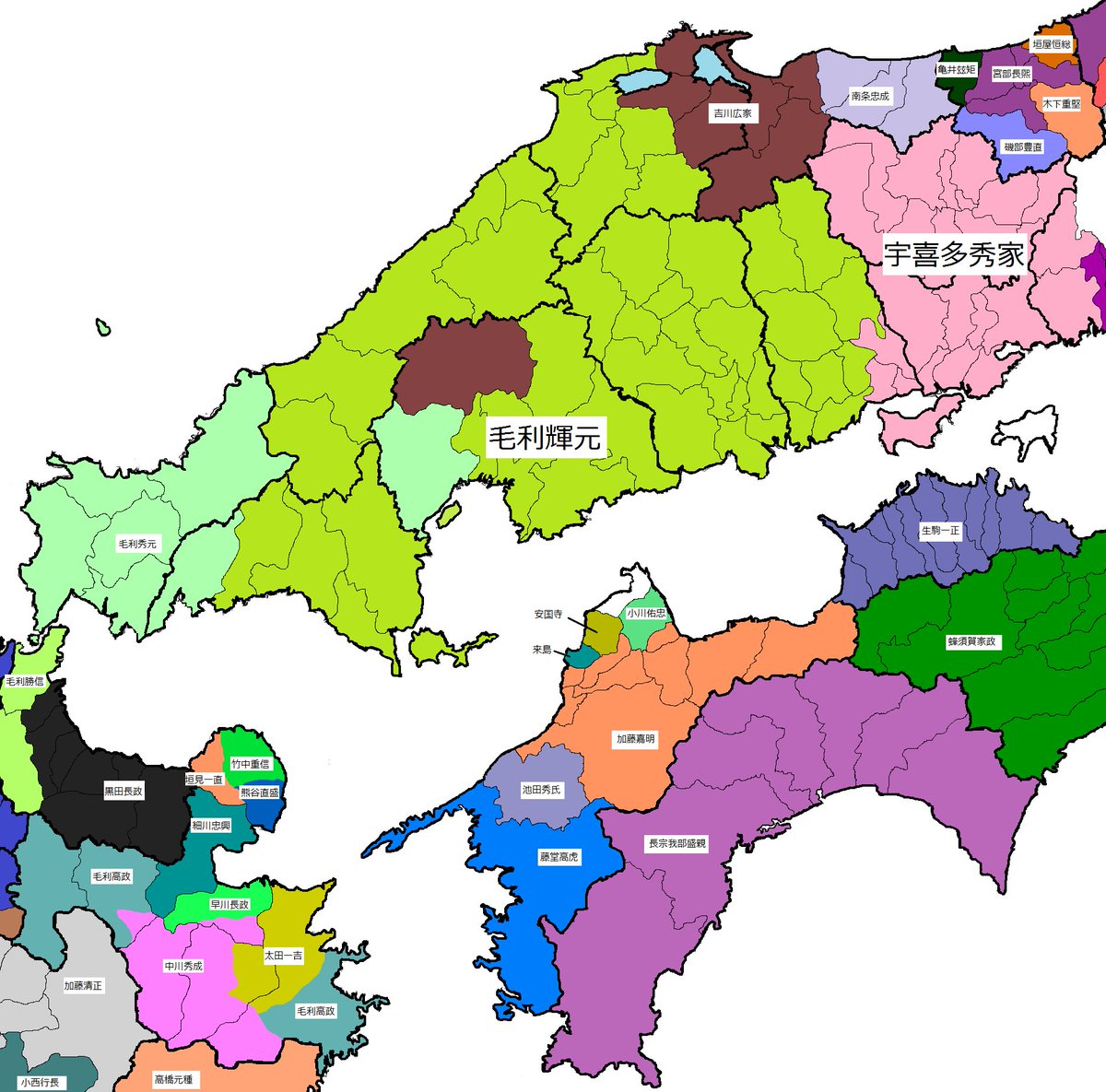 世戸口政親 進捗度７０ くらい 近畿が全然うまらない ほとんど天領というのもありますが 色々ご指摘いただいた点もまだ直せず あと どこがどの勢力かも実はわからず 特に豊後 山陰