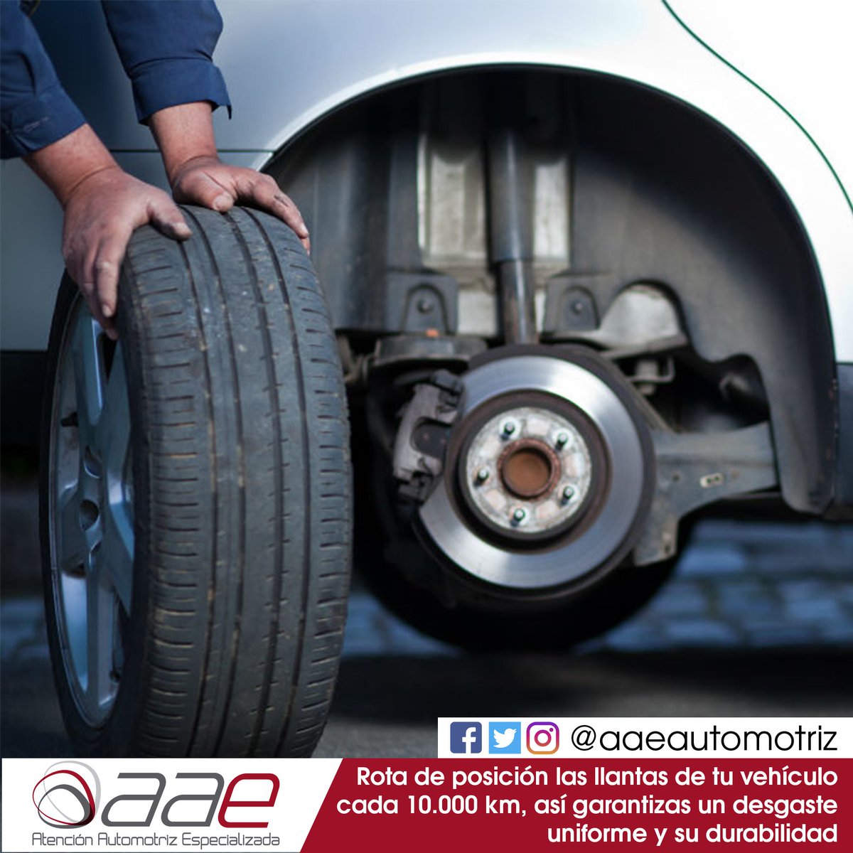 aaeautomotriz's tweet photo. #FelizLunes | #TipsAAE: Rota de posición las llantas de tu vehículo cada 10.000 km, así garantizas un desgaste uniforme y su durabilidad. https://t.co/g4ynj7T81B