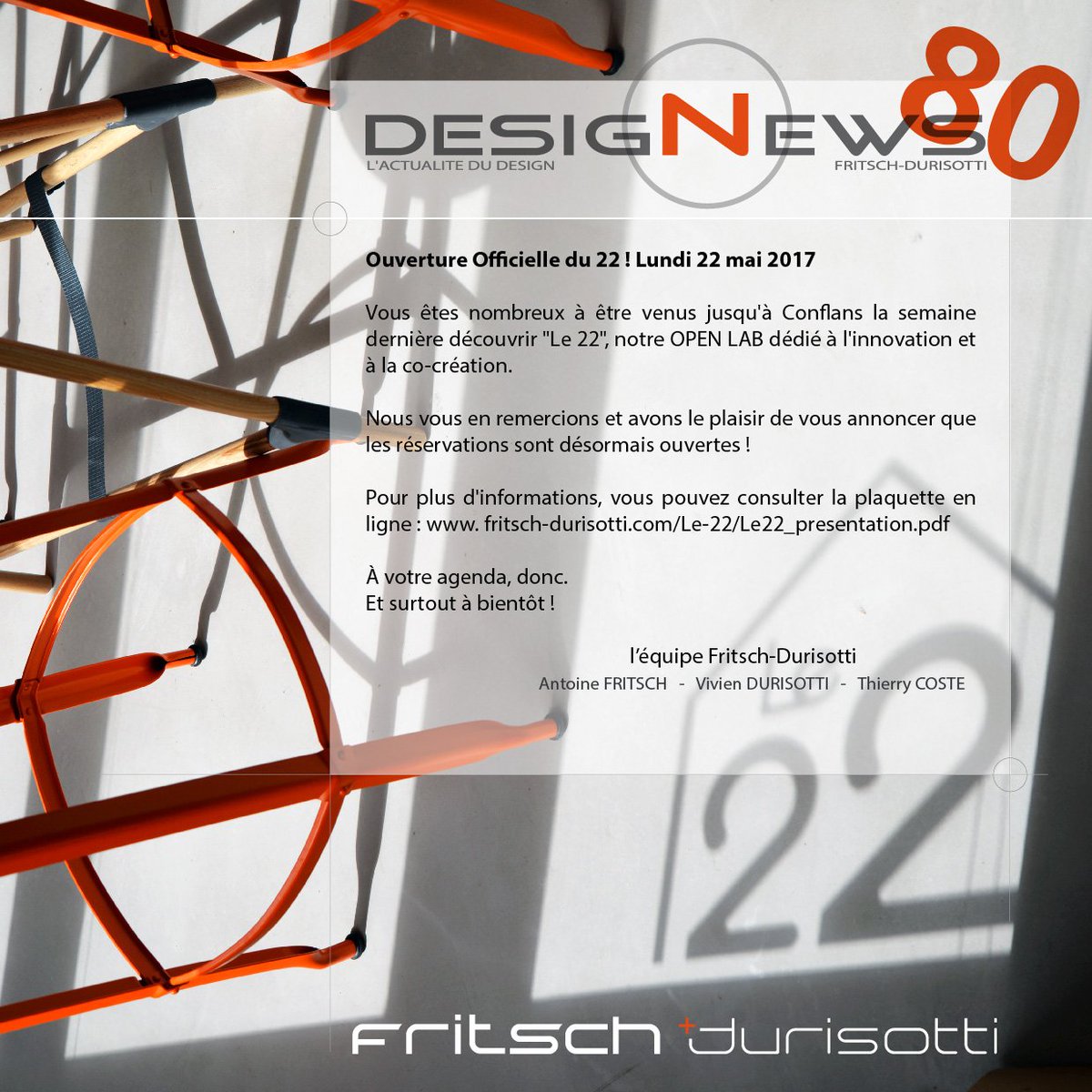 Ouverture officielle du 22, théâtre d'innovation dédié à la génération d'idées et à la co-création.. ! +d'info ici : fritsch-durisotti.com/Le-22/Le22_pre…