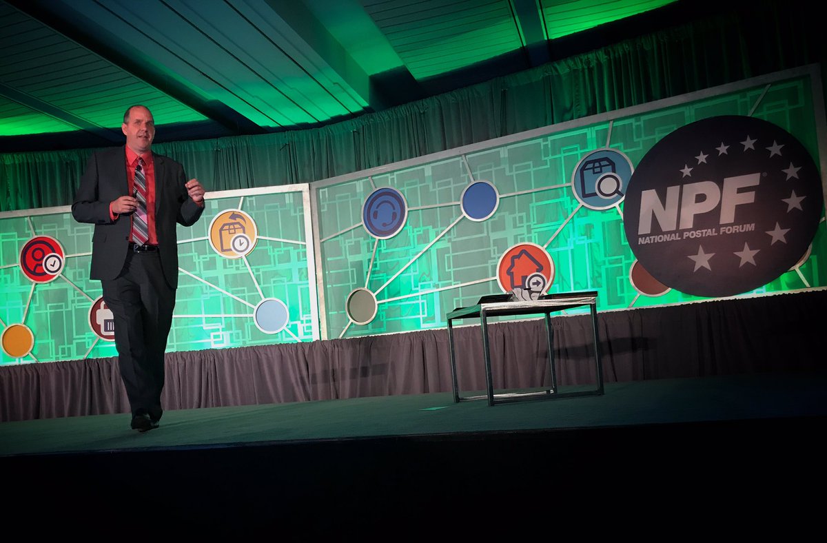 USPS's tweet photo. "USPS has a history of innovating to adapt to market &amp; technology changes." - @reblingc VP Product Innovation, #USPS #2017NPF #innovation https://t.co/wx0Z52PAp3