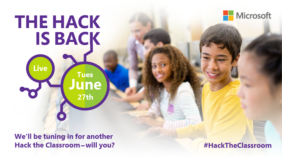 MSTacademies's tweet photo. We will be there, will you? Save the Date and join #Microsoft for #HacktheClassroom Live from ISTE on June 27th!  https://t.co/y8hhwbnjqu https://t.co/URmC6KIfaG
