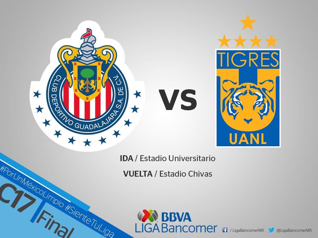 Wilson_Fut's tweet photo. Esta es la #GranFinal #Clausura2017 en #LIGABancomerMX
@Chivas vs @TigresOficial 
🏆⚽🇲🇽 https://t.co/KSbBjXMaH1
