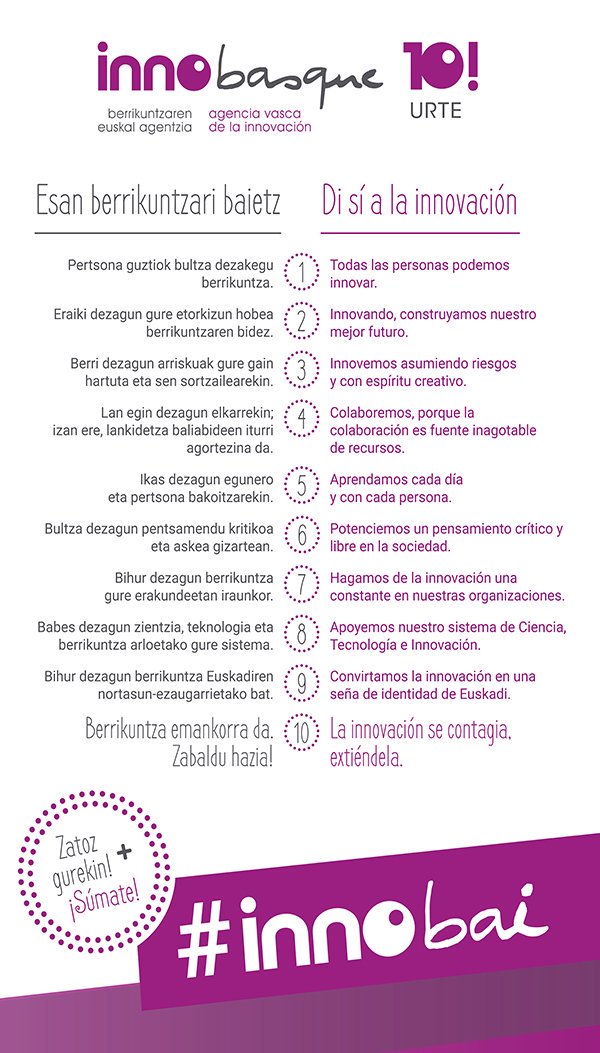 ilazaro's tweet photo. #Innovación: Decálogo del innovador https://t.co/OaOXd56mIu vía @Innobasque @izaguirrejk #global2017 #innobai https://t.co/uvfXlVWEFy