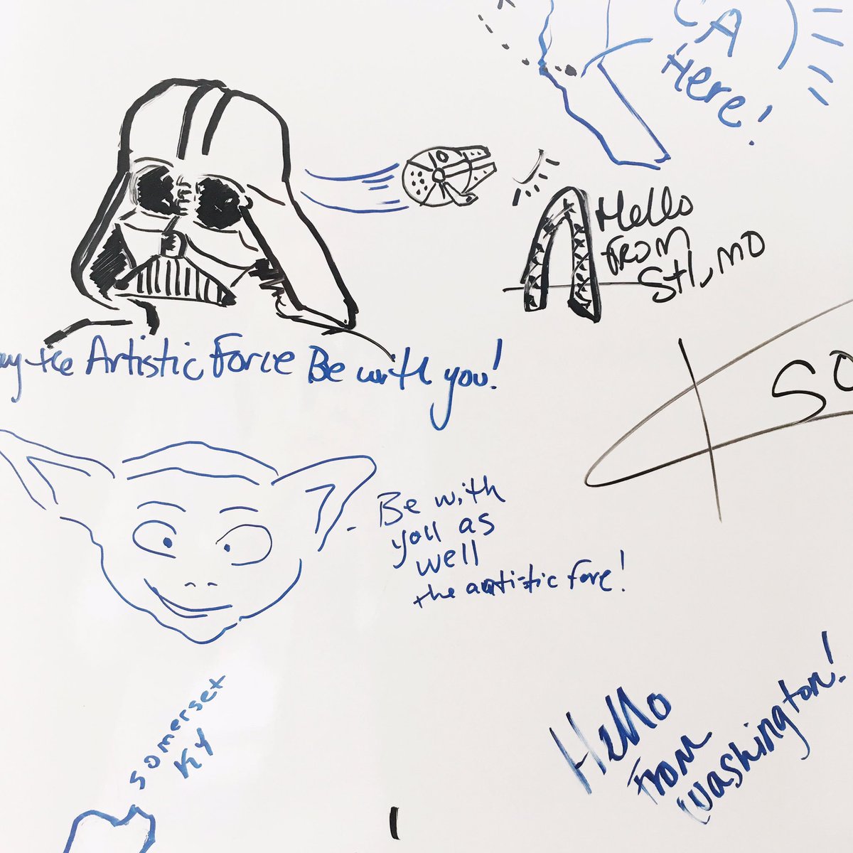 Smogranch's tweet image. Art is happening at #CProWeek I saw Rogue One on the plane on the way here. Wish I had my own Death Star.