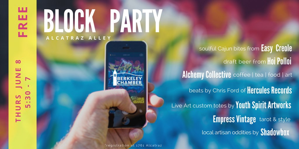 berkeleycachamb's tweet photo. Let's Party Berkeley! #Berkeley #fun #Berkeleyevent #BlockParty @easycreole https://t.co/CW1OFy9lbm