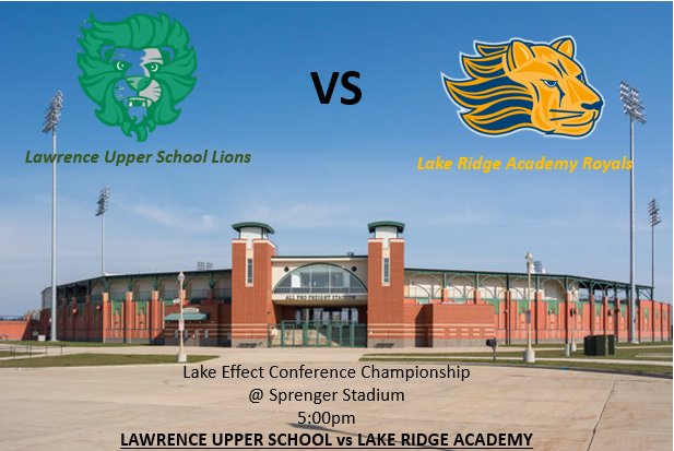 GoLawrenceLions's tweet photo. Almost that time!
vs @LakeRidgeRoyals 5pm at the @LECrushers Sprenger Stadium today for the Varsity Baseball @Go_LEC Championship!🦁⚾️ https://t.co/ulf7mevkGu