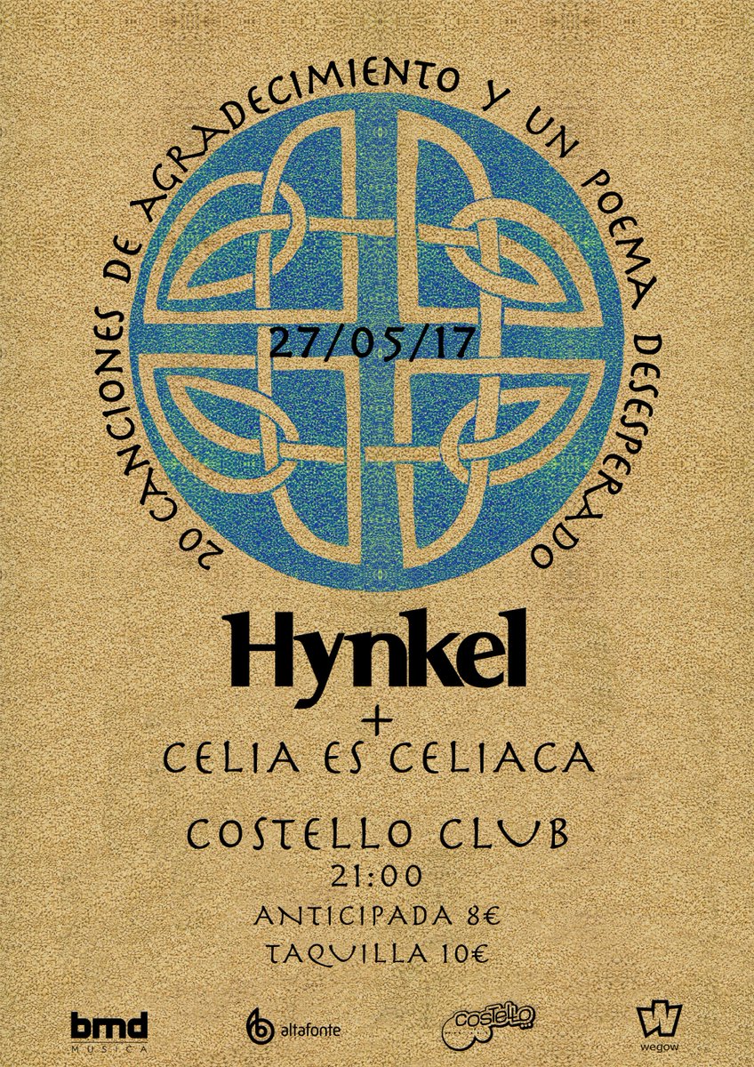 jero22ind's tweet photo. #evento. @HynkelBand y @celiaesceliaca el 27 en @CostelloClubMad https://t.co/6nJbcYy7iy https://t.co/RsuH9SKmtQ