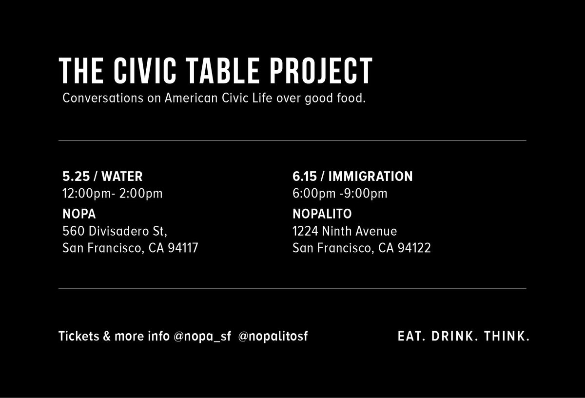 nopa_restaurant's tweet image. Smart people taking about things that matter over good food &amp;amp; wine. ⚡️
TICKETS: bit.ly/2qG3KtH  @twoxsea @RanchoGordo @PPICWater