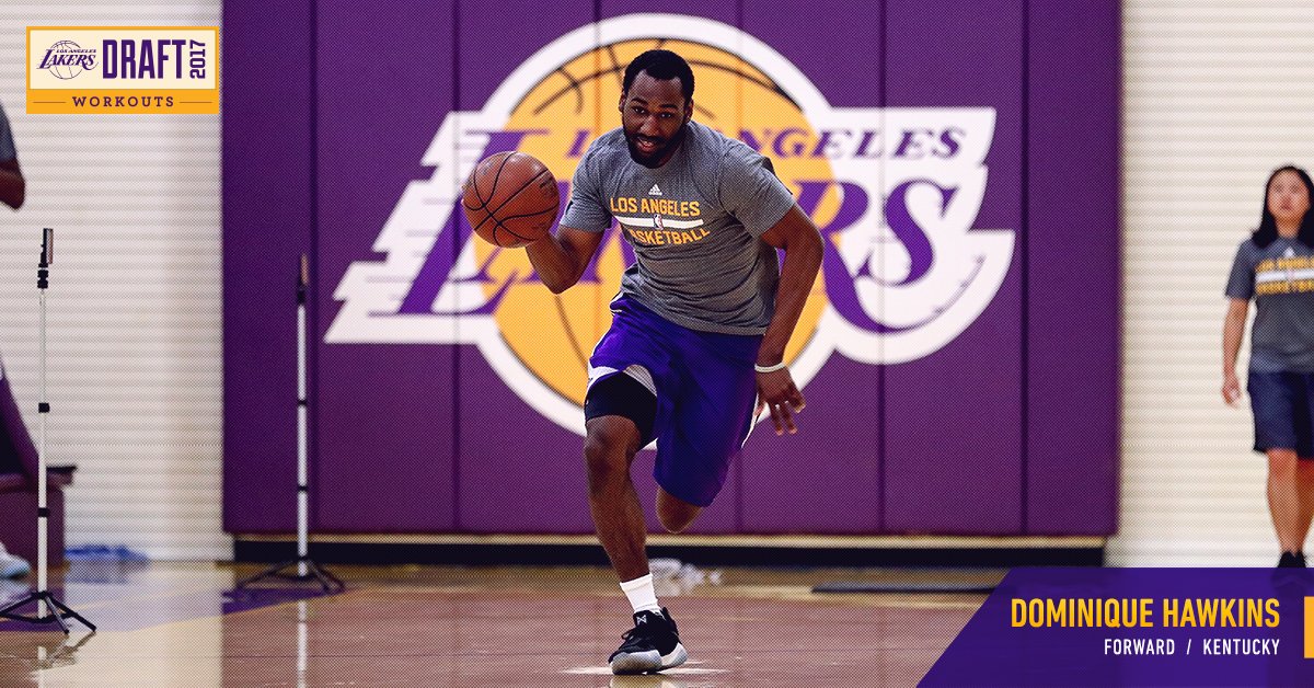 Lakers's tweet photo. Working out for the #LakeShow today, @KentuckyMBB guard Dominique Hawkins https://t.co/G7yJyx8w0U