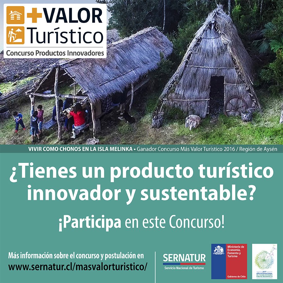 GobiernodeChile's tweet photo. ¿Todavía no postulas? Si tienes un producto turístico innovador, participa del concurso #MásValorTurístico 💫. Más→ https://t.co/UM8PgjmC7s https://t.co/CxBUUNkRdT