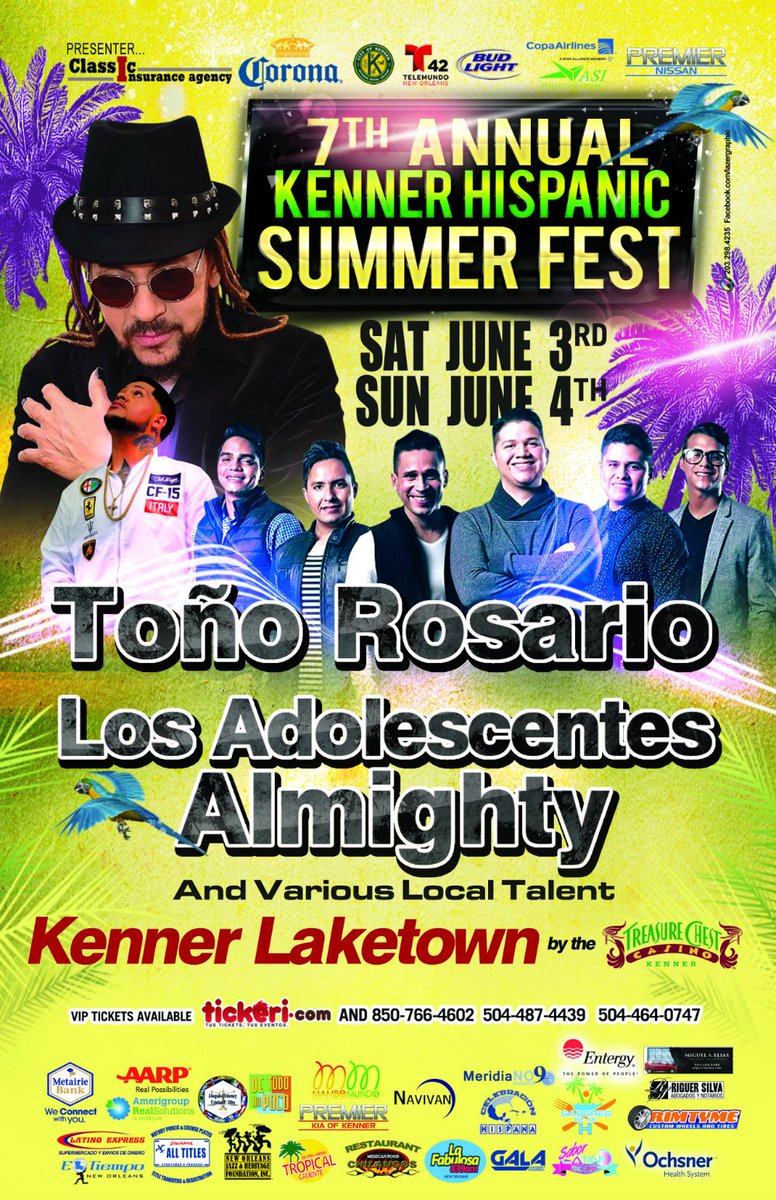 JeffersonLAFun's tweet photo. Celebrate the rich Latin heritage of Kenner at the Hispanic Summer Fest June 3-4! #VisitJeffersonParish #VisitKenner https://t.co/dHuY27BgXx https://t.co/ceoQhje0ax