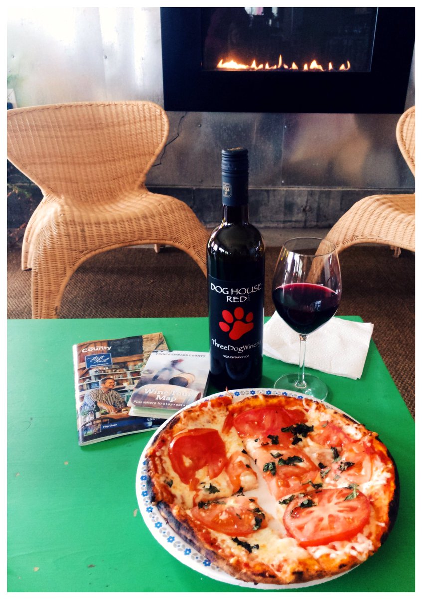Another busy afternoon at <a href="/threedogwine/">Three Dog Winery</a> for wine and wood oven margherita pizza. #onwine #pec #longweekend