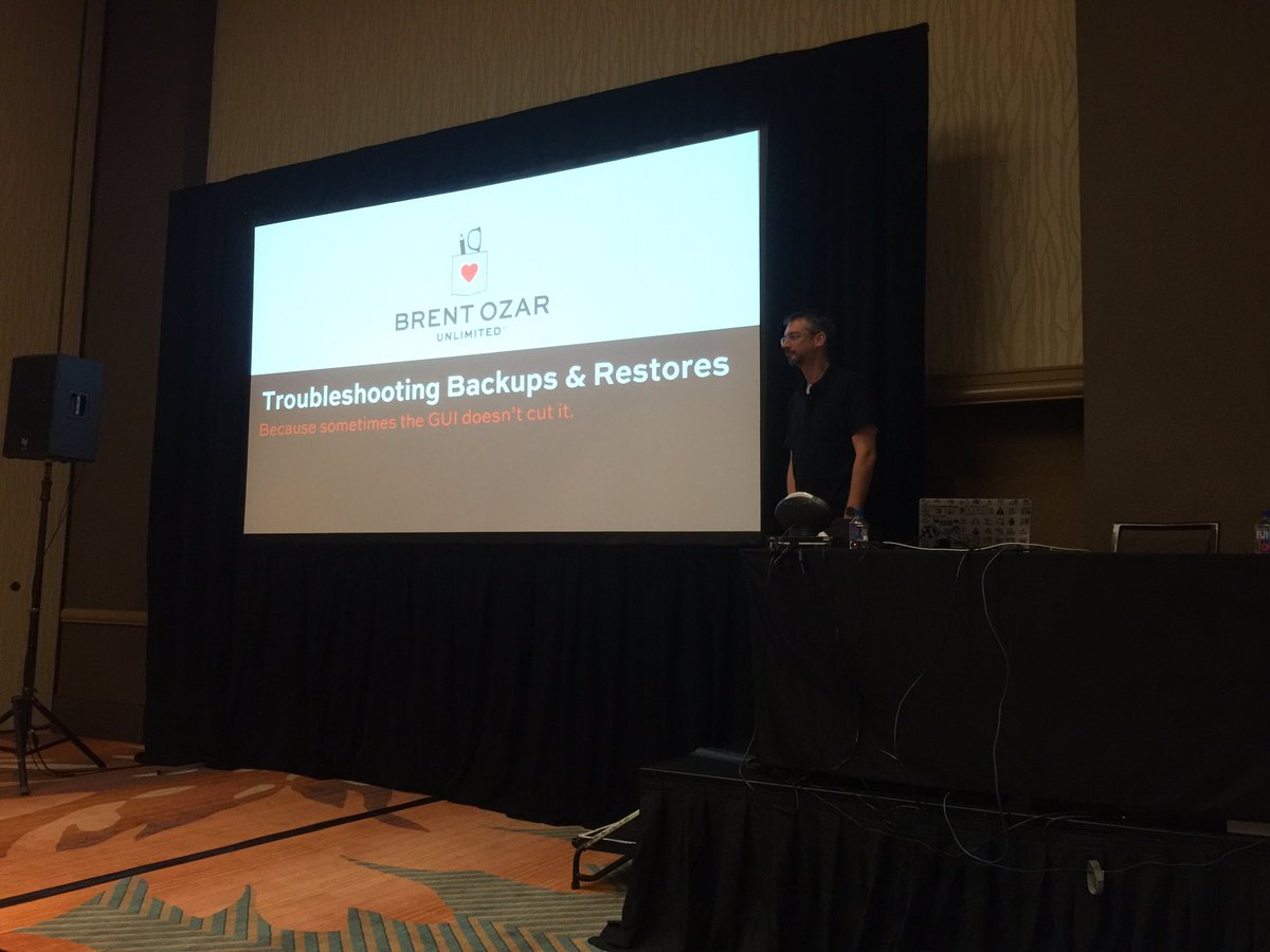escharhon's tweet photo. About to get schooled on SQL Backup &amp; Restores with @BrentO @DEVintersection https://t.co/BuEyElpqEO