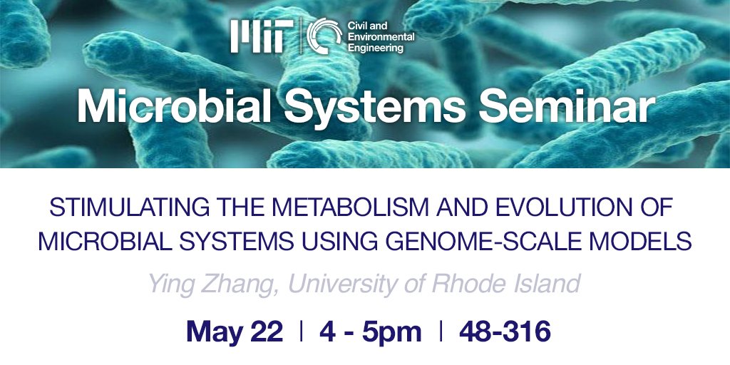 MIT_CEE's tweet photo. The Microbial Systems Seminar continues tonight at 4pm with Ying Zhang @yingmicro of University of Rhode Island https://t.co/jdMpsu3KVt https://t.co/PcXDJjIxyx