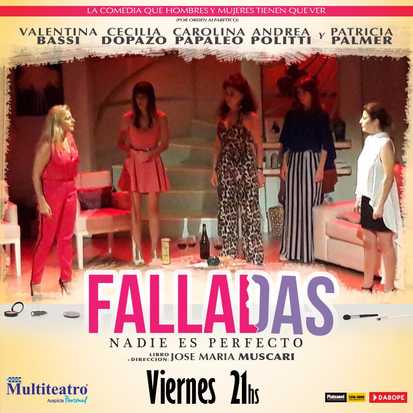 #FALLADAS

🔘Mié 20hs
🔘Jue 20hs
🔘Vie 21hs
🔘Sáb 20hs y 🔘22hs
🔘Dom 20hs
Entradas ➡️ <a href="/Plateanet/">Plateanet</a> | <a href="/multiteatro/">Multiteatro</a>  😄💅💋👠
EL GRAN ÉXITO TEATRAL