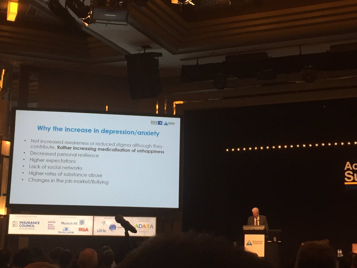 LessingJulia's tweet image. Dr Derek Lovell on how medicalising unhappiness is contributing to higher rates of depression #ActSum2017 @ActuariesInst