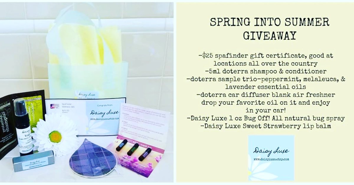DaisyLuxe1's tweet photo. Go to our Facebook page: https://t.co/7Kb1AE48cw to enter for your chance to #win this awesome #spa #giveaway https://t.co/v4lMJjSwqr
