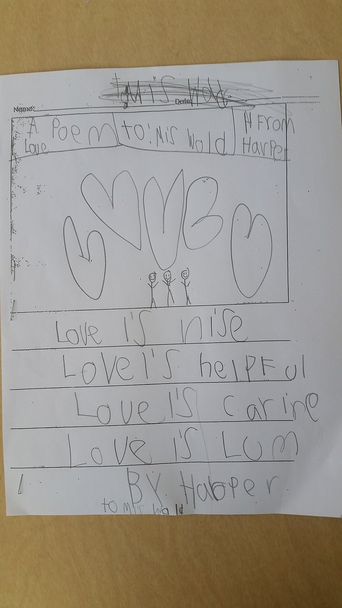 MeredithWold1's tweet photo. Harper's Love poem. @LumBears ❤❤❤ #lumloves https://t.co/uXQ9nfHKj1