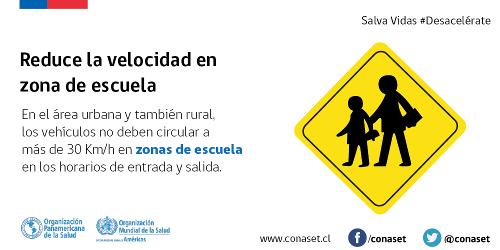 En zonas de escuela, vehículos no deben circular a más de 30 Km/h, en horarios de entrada y salida #Desacelérate #MuéveteConResponsabilidad