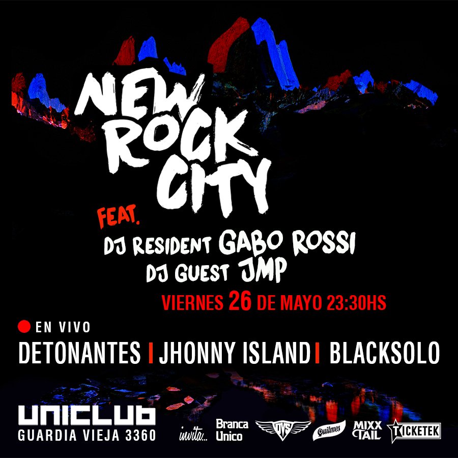 UNICLUB (@uniclubba) on Twitter photo VIE 26 DE MAYO vuelve #NewRockcity a <a href="/UniclubBA/">UNICLUB</a> 🎉😎
En Vivo <a href="/detonantes/">DETONANTES</a> #johnnyisland #blacksolo
<a href="/DJGaboRossi/">Gabo Rossi</a> <a href="/djjmp/">DJ JMP</a>
facebook.com/events/2952077… VIE 26 DE MAYO vuelve #NewRockcity a <a href="/UniclubBA/">UNICLUB</a> 🎉😎
En Vivo <a href="/detonantes/">DETONANTES</a> #johnnyisland #blacksolo
<a href="/DJGaboRossi/">Gabo Rossi</a> <a href="/djjmp/">DJ JMP</a>
facebook.com/events/2952077…