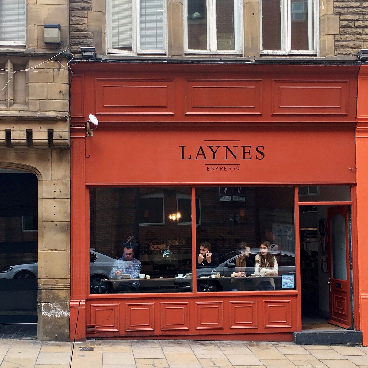 typesettingls's tweet photo. The hand-painted sign gets it on #typesettingls, but it's the coffee that gets us going back, and back, and back... thanks @LaynesEspresso https://t.co/jPK8JHyfp0