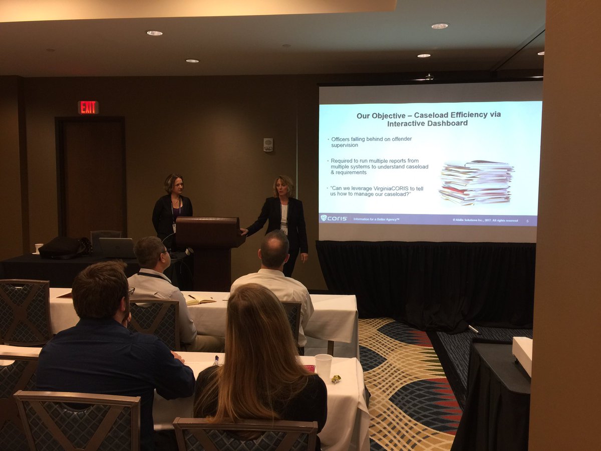 CorrTech2026's tweet photo. Sheila Crenshaw of @VADOC presenting at #CTA2017 interactive Community Corrections Dashboards. @AbilisSolutions co presenting. #Live https://t.co/NEDHj4yyGo