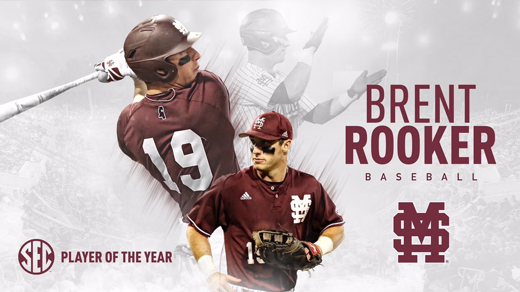 HailStateBB's tweet photo. For the first time in program history, the SEC Player of the Year is a Diamond Dawg!

Congrats to Brent Rooker on making history! #HailState https://t.co/x91VOT9qb9