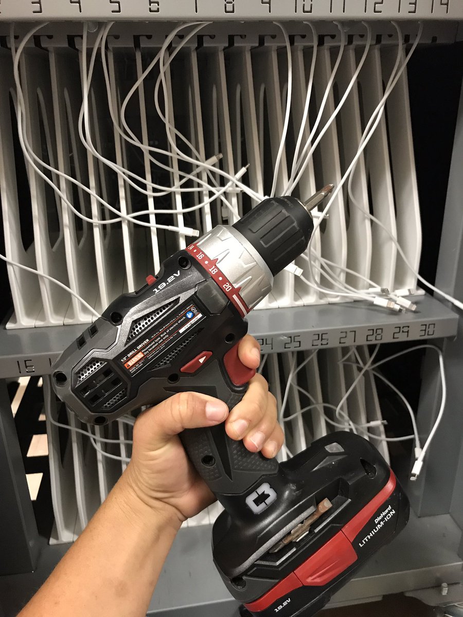 Cass_Stewart's tweet photo. Operation modify iPad carts! 🔧📱💪🏼#VCSApple #girlwithpowertools #teamwork #TitleITech @VCSTitleITech https://t.co/YB73qgMWwo
