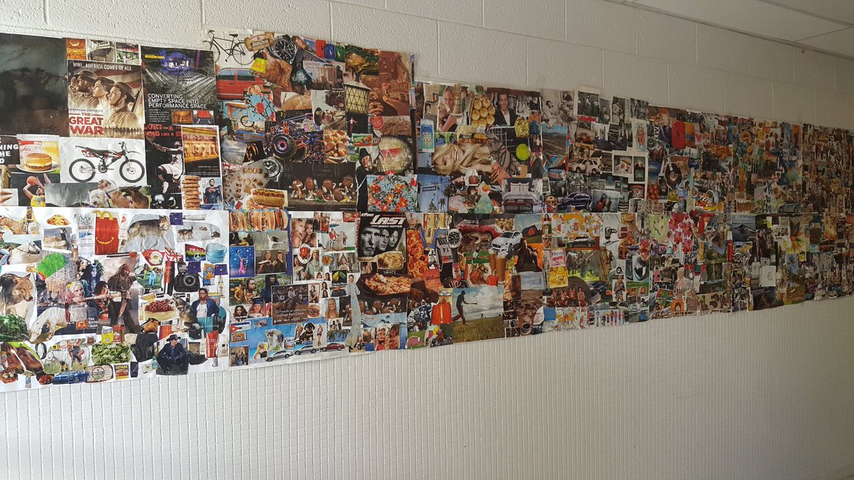 elbigfred's tweet image. After our visit to the El Paso Museum of History, kids created their own &quot;Digie Wall&quot; using magazines &amp;amp; newspapers #PASclass #BulldogStrong