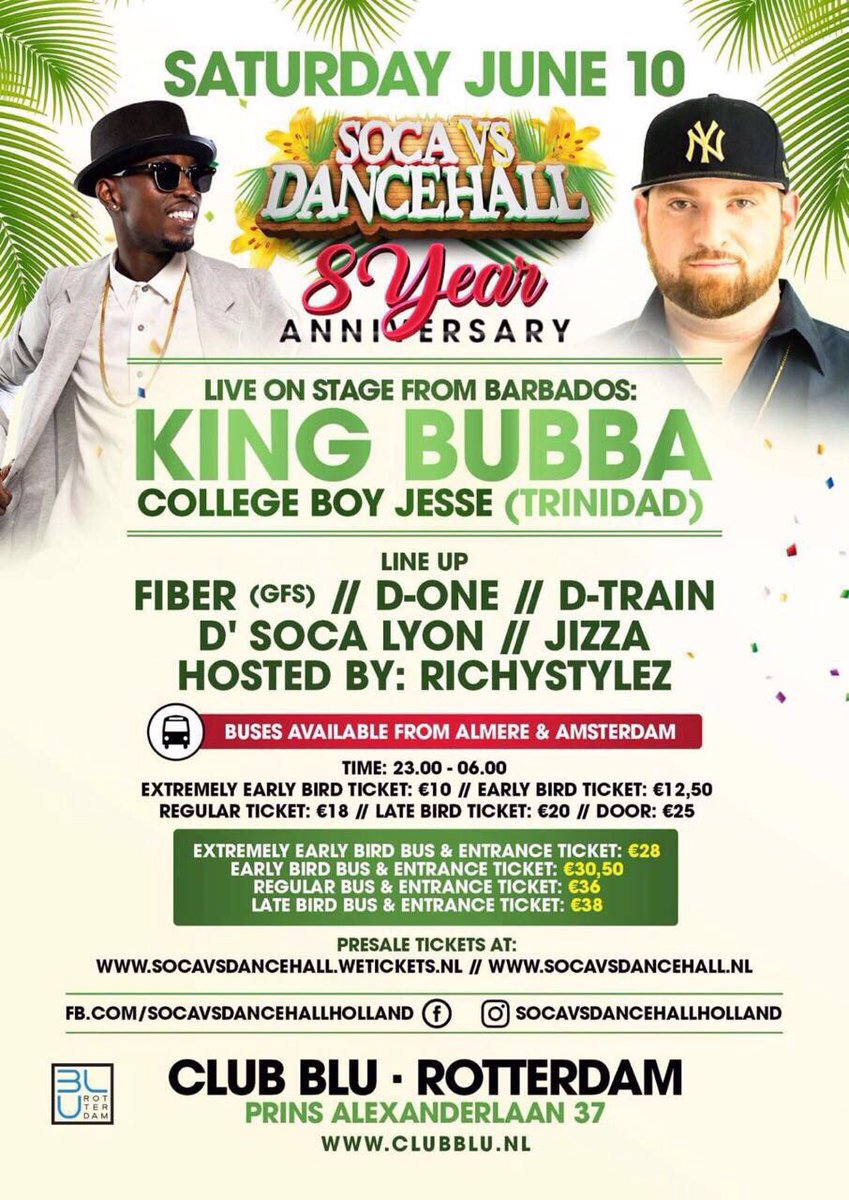 Mr_Spine's tweet photo. Rotterdam Netherlands ๐ณ๐ฑ
@collegeboyjesse and Team @zig_boi is coming your way 10th June โ๐พ #SocaVsDancehall #ClubBlu
#MoreVybz๐ฉ๐บ#Zigboi https://t.co/04JDM65zpH