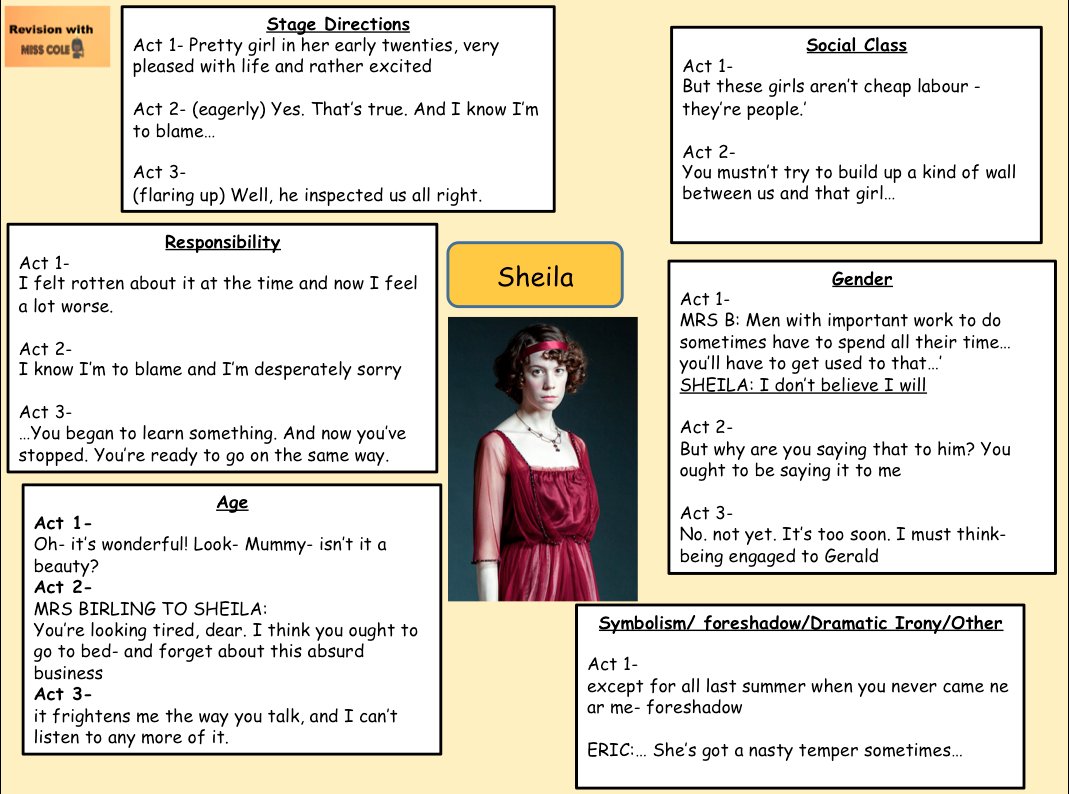 Educated Minds on Twitter: "Sheila Birling key quotations #