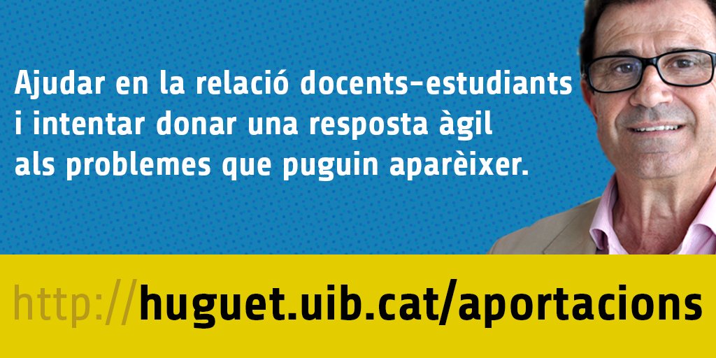 Llorenc_Huguet's tweet photo. Coneix totes les aportacions de la comunitat UIB que hem inclòs al nostre programa. https://t.co/hp6pDABIGg -- #rectorUIB https://t.co/RBvk2ckGSc