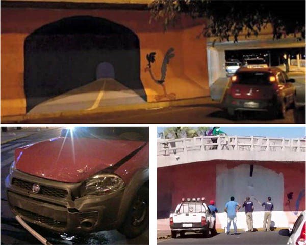 AppyGeekEs's tweet photo. Coche se estrella en túnel presuntamente pintado por el Correcaminos, bip, bip https://t.co/DNW6931XxA #SomosGeeks https://t.co/IW3NhX3gnn