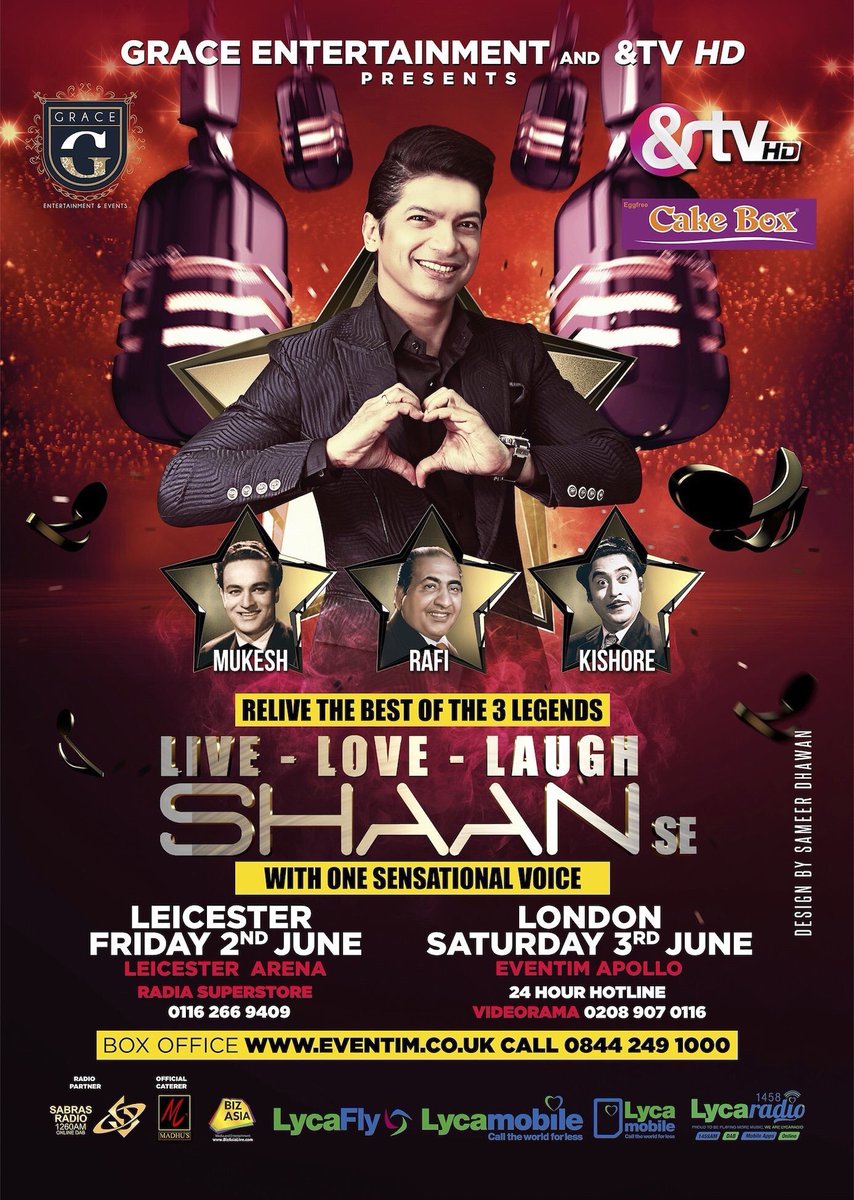 lycagoldradio's tweet photo. Relive the best of 3 Legends #Mukesh #MohdRafi #KishoreKumar A tribute by @singer_shaan #UKtour 🇬🇧June 2017 #mustwatch #ShaanSe #DilSe ❤️💙 https://t.co/HzQYHIidaO