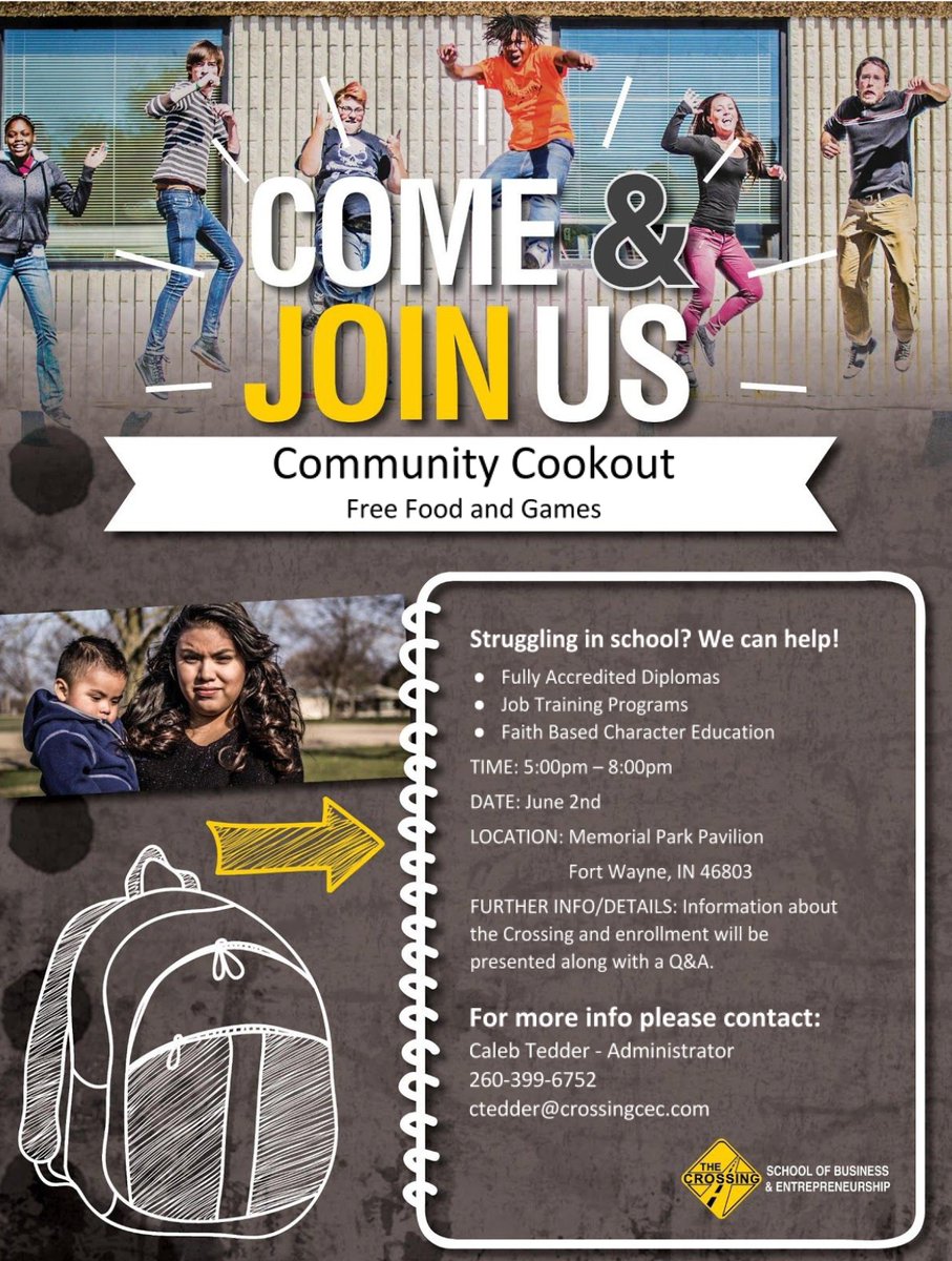 Want to learn more about the Crossing in Fort Wayne? Join us June 2nd at our Community Cookout!