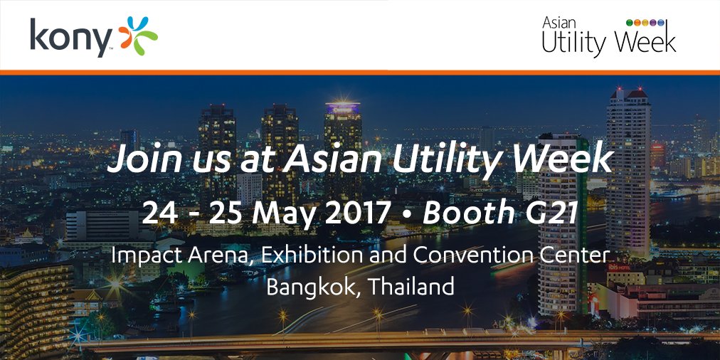 Kony's tweet photo. We’re in Bangkok for #AsianUtilityWeek with the top leaders in digital transformation and utility. Join us at Booth G21 https://t.co/ZgyK4v2JAp