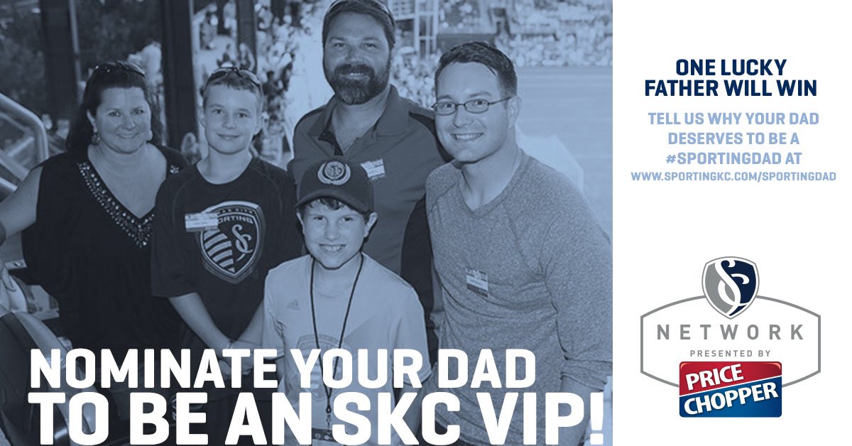 sportingkcyouth's tweet photo. Is your dad a #SportingDad? We've teamed up w/ @my_pricechopper to give 1️⃣ Dad a VIP gameday, $💯 gift card & more! https://t.co/w1TgS54Qgk https://t.co/r9CygIRvoj