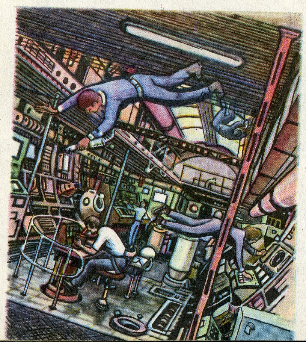 70sscifiart's tweet photo. Art from a 1975 Soviet children's book, "Home in Orbit." https://t.co/dNiiN4ZT2s