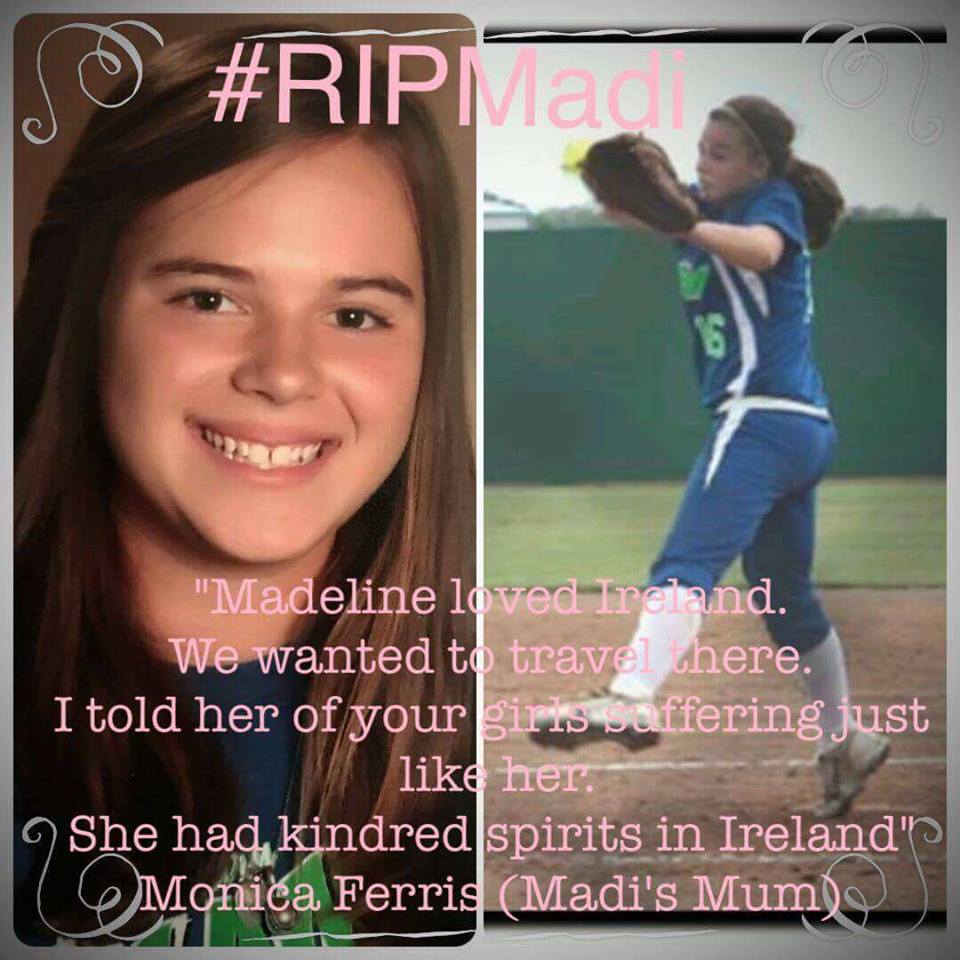 REGRET_ie's tweet photo. "Madi loved Ireland. We wanted to travel there. She had kindred spirits in Ireland suffering just like her" #RIPMadi https://t.co/N3zDZzCfPA https://t.co/ID6B8widuo