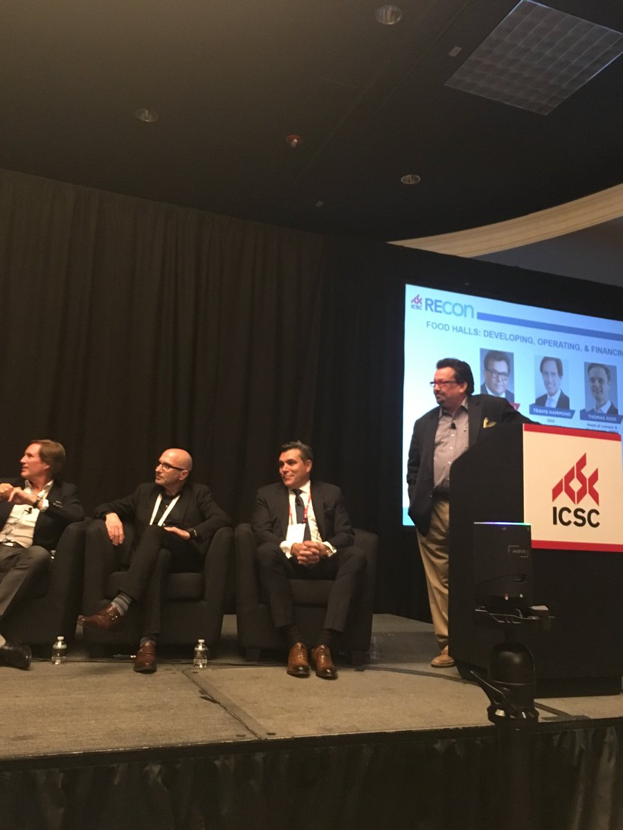 CushWake's tweet photo. Kicking off the #FoodHalls panel at #ICSCRECon w/ @ChefToddEnglish @GiammarcoNick @PhilColic @thomasroseCW @EldonScott1 @retailwizard &amp; more https://t.co/YVCghdwlma
