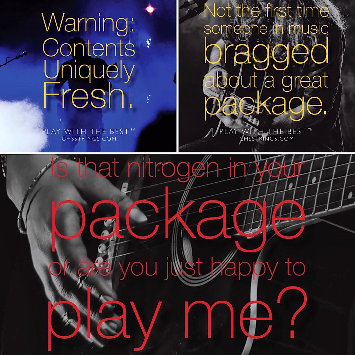 ghsstrings's tweet photo. Our new #GHSNitroPack ads combine humor &amp; relevant info to bring you the ultimate packaged deal in string protection https://t.co/yozAEEMj8c https://t.co/M6MrBNrz5K